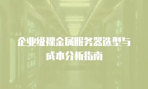 企业级裸金属服务器选型与成本分析指南