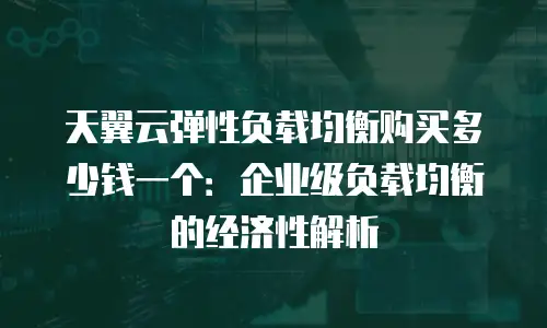 天翼云弹性负载均衡购买多少钱一个：企业级负载均衡的经济性解析