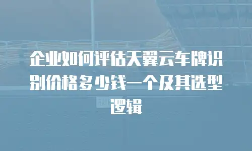 企业如何评估天翼云车牌识别价格多少钱一个及其选型逻辑