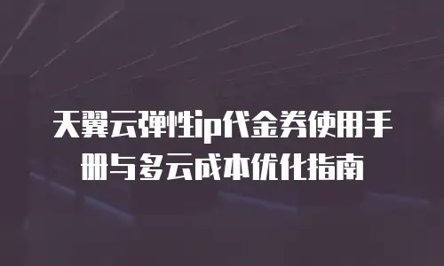 天翼云弹性ip代金券使用手册与多云成本优化指南