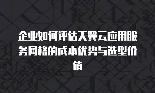企业如何评估天翼云应用服务网格的成本优势与选型价值