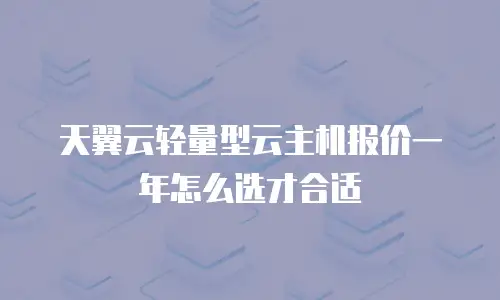 天翼云轻量型云主机报价一年怎么选才合适
