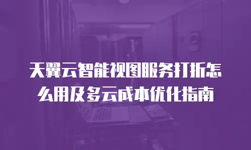 天翼云智能视图服务打折怎么用及多云成本优化指南