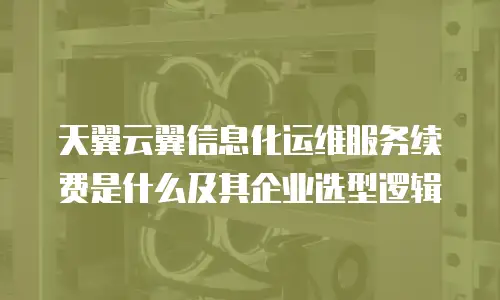 天翼云翼信息化运维服务续费是什么及其企业选型逻辑