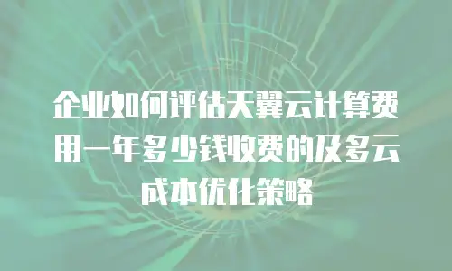 企业如何评估天翼云计算费用一年多少钱收费的及多云成本优化策略