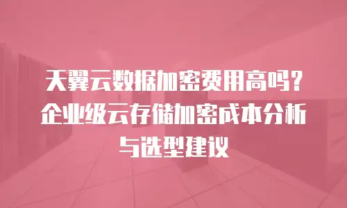 天翼云数据加密费用高吗？企业级云存储加密成本分析与选型建议