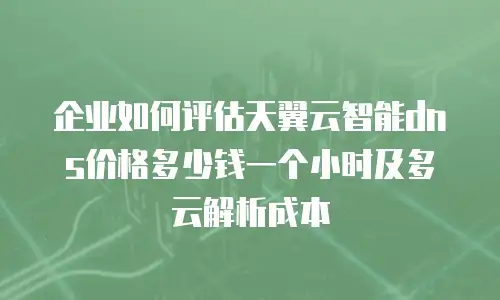 企业如何评估天翼云智能dns价格多少钱一个小时及多云解析成本
