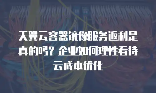 天翼云容器镜像服务返利是真的吗？企业如何理性看待云成本优化