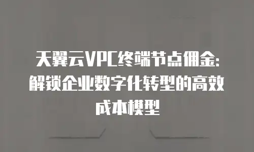 天翼云VPC终端节点佣金：解锁企业数字化转型的高效成本模型