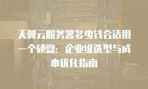 天翼云服务器多少钱合适用一个硬盘：企业级选型与成本优化指南