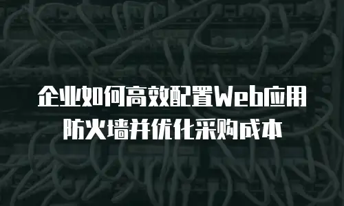企业如何高效配置Web应用防火墙并优化采购成本