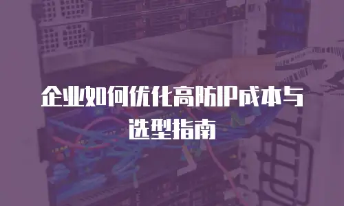 企业如何优化高防IP成本与选型指南