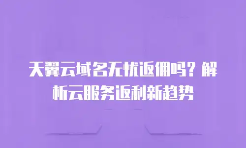 天翼云域名无忧返佣吗？解析云服务返利新趋势