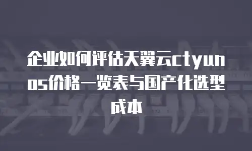 企业如何评估天翼云ctyunos价格一览表与国产化选型成本