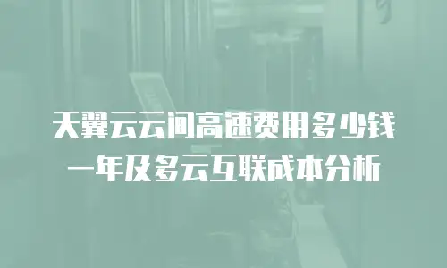 天翼云云间高速费用多少钱一年及多云互联成本分析