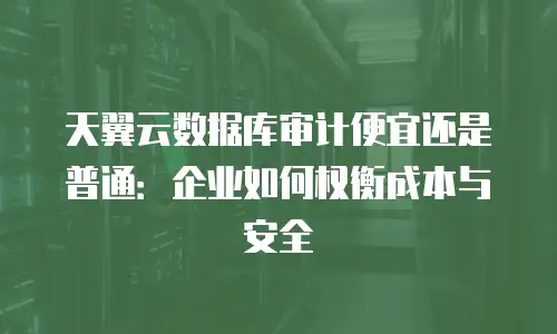 天翼云数据库审计便宜还是普通：企业如何权衡成本与安全