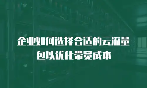 企业如何选择合适的云流量包以优化带宽成本