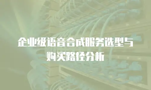 企业级语音合成服务选型与购买路径分析