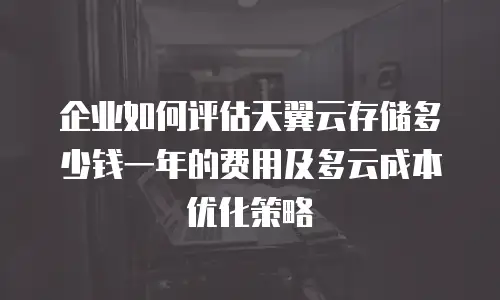 企业如何评估天翼云存储多少钱一年的费用及多云成本优化策略