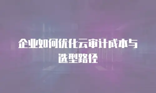 企业如何优化云审计成本与选型路径