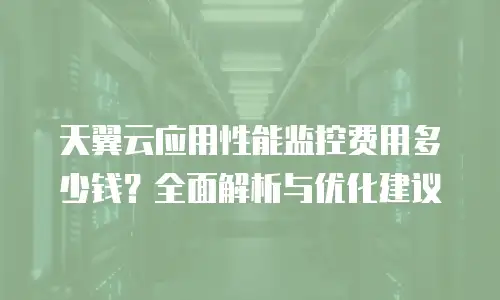 天翼云应用性能监控费用多少钱？全面解析与优化建议