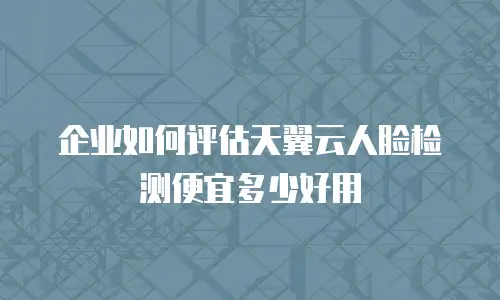 企业如何评估天翼云人脸检测便宜多少好用