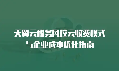 天翼云税务风控云收费模式与企业成本优化指南