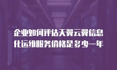 企业如何评估天翼云翼信息化运维服务价格是多少一年