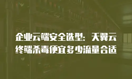 企业云端安全选型：天翼云终端杀毒便宜多少流量合适