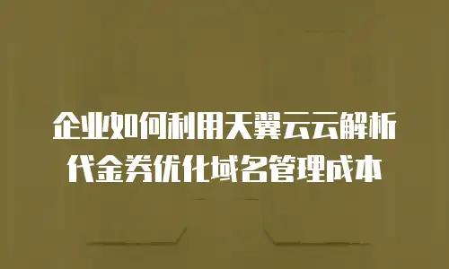 企业如何利用天翼云云解析代金券优化域名管理成本