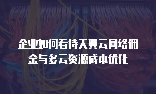 企业如何看待天翼云网络佣金与多云资源成本优化