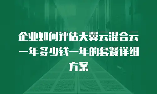 企业如何评估天翼云混合云一年多少钱一年的套餐详细方案