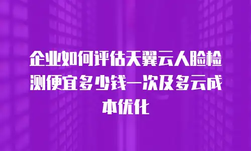 企业如何评估天翼云人脸检测便宜多少钱一次及多云成本优化
