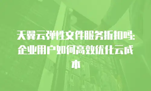 天翼云弹性文件服务折扣吗：企业用户如何高效优化云成本
