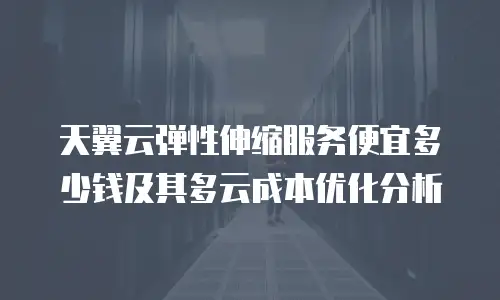 天翼云弹性伸缩服务便宜多少钱及其多云成本优化分析