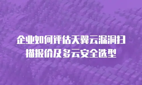 企业如何评估天翼云漏洞扫描报价及多云安全选型