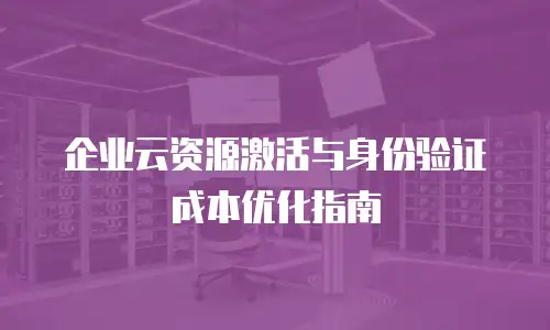企业云资源激活与身份验证成本优化指南