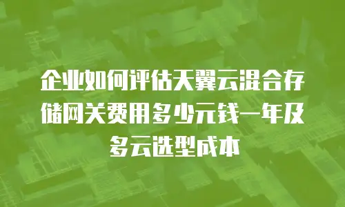 企业如何评估天翼云混合存储网关费用多少元钱一年及多云选型成本