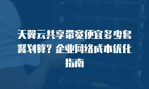 天翼云共享带宽便宜多少套餐划算？企业网络成本优化指南