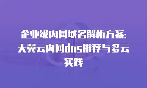 企业级内网域名解析方案：天翼云内网dns推荐与多云实践