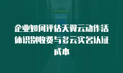 企业如何评估天翼云动作活体识别收费与多云实名认证成本
