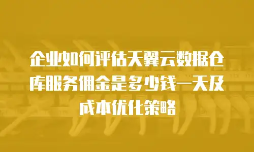企业如何评估天翼云数据仓库服务佣金是多少钱一天及成本优化策略