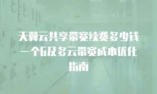 天翼云共享带宽续费多少钱一个G及多云带宽成本优化指南
