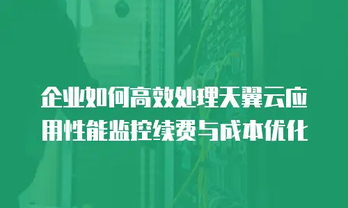 企业如何高效处理天翼云应用性能监控续费与成本优化