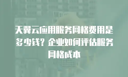 天翼云应用服务网格费用是多少钱？企业如何评估服务网格成本
