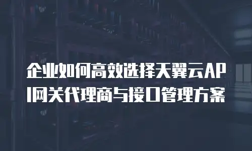 企业如何高效选择天翼云API网关代理商与接口管理方案