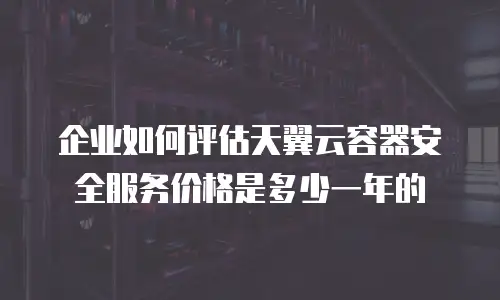 企业如何评估天翼云容器安全服务价格是多少一年的