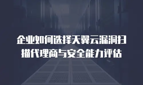 企业如何选择天翼云漏洞扫描代理商与安全能力评估