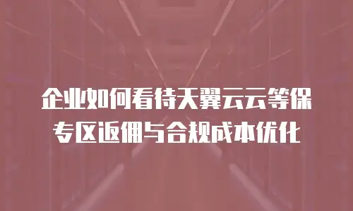 企业如何看待天翼云云等保专区返佣与合规成本优化