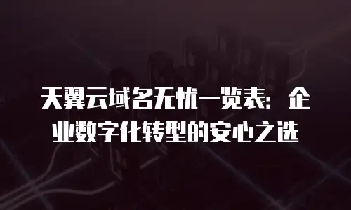 天翼云域名无忧一览表：企业数字化转型的安心之选